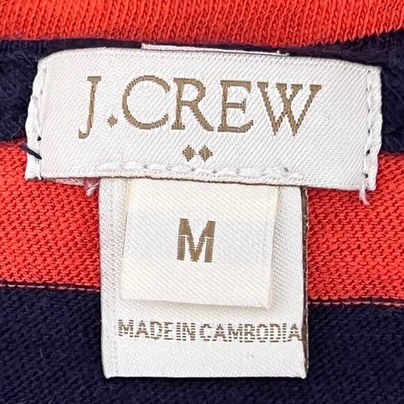 J Crew Factory Womens Striped Tee Medium Navy Orange Boatneck 3Q Sleeve - Picture 4 of 6